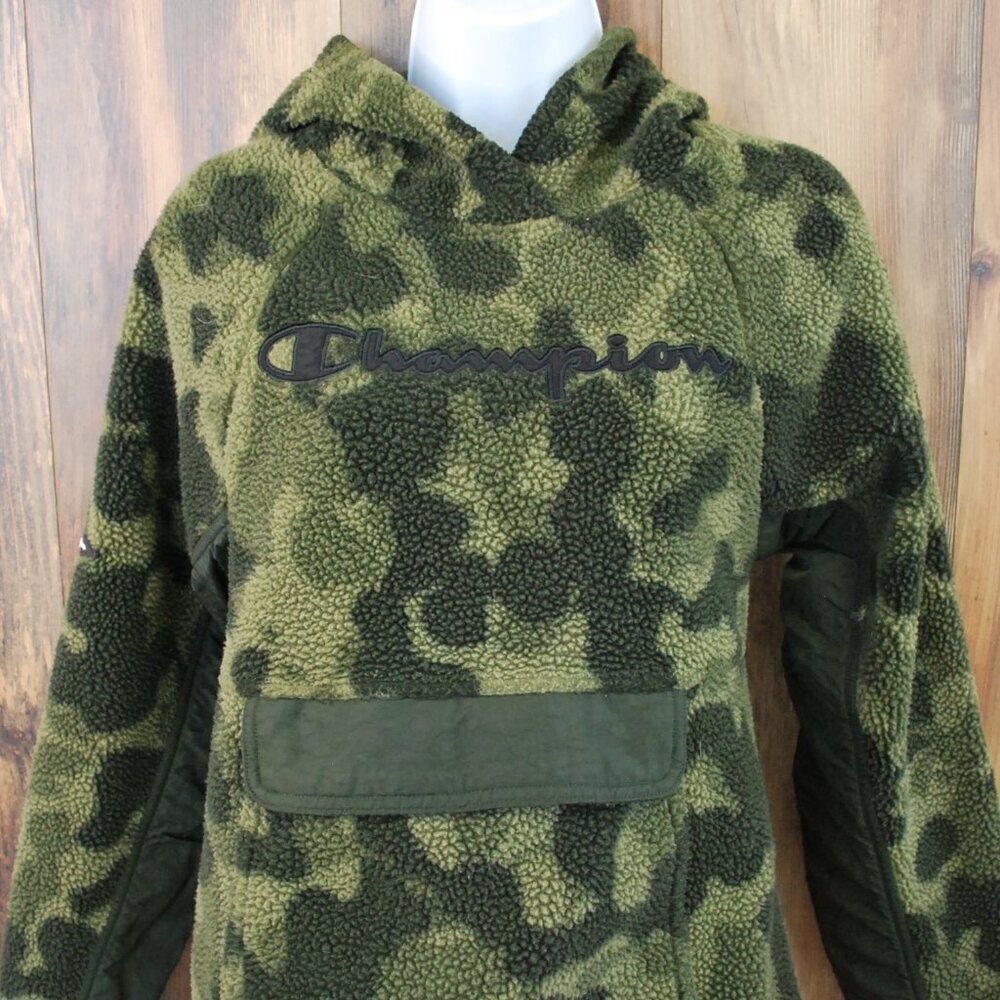 Champion Sherpa Hoodie Fleece Camo Pullover Small - Picture 1 of 6